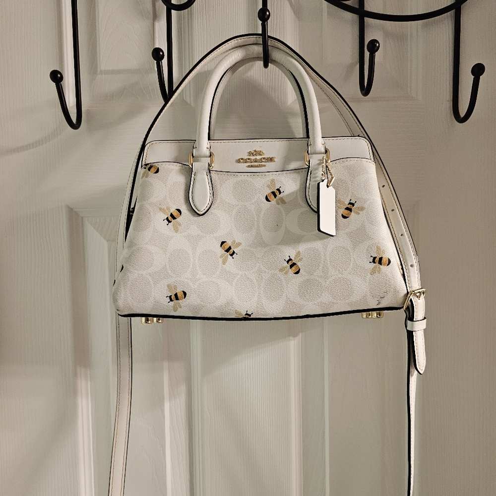 Coach White Bee Print Handbag